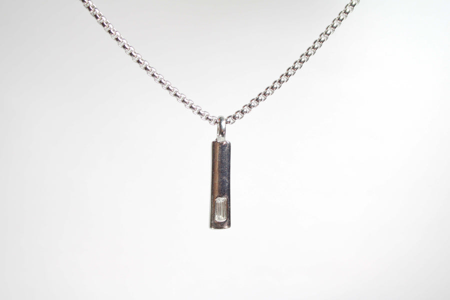 Baguette Bar layered Cuban chain necklace.