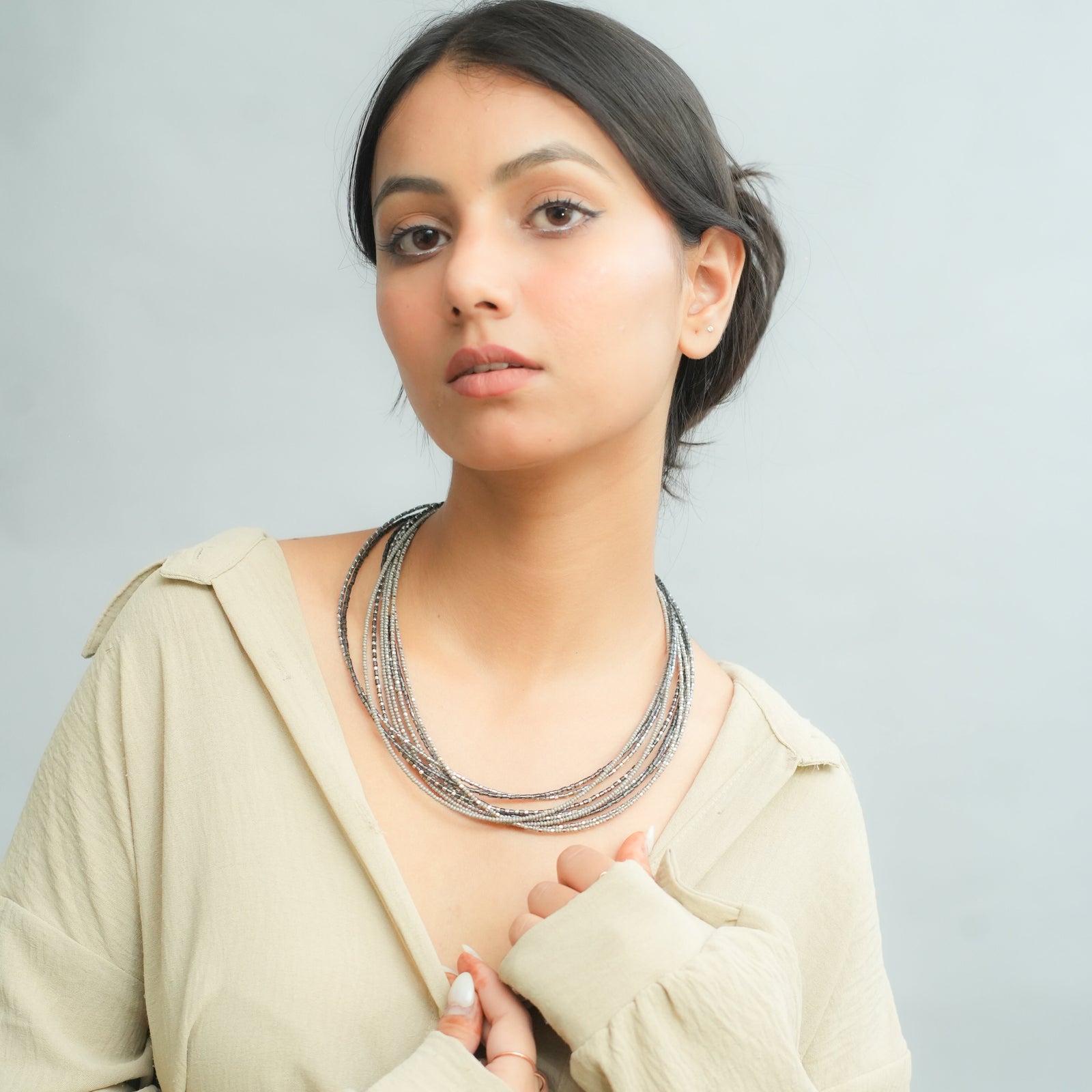 Iced Ash Beaded Necklace
