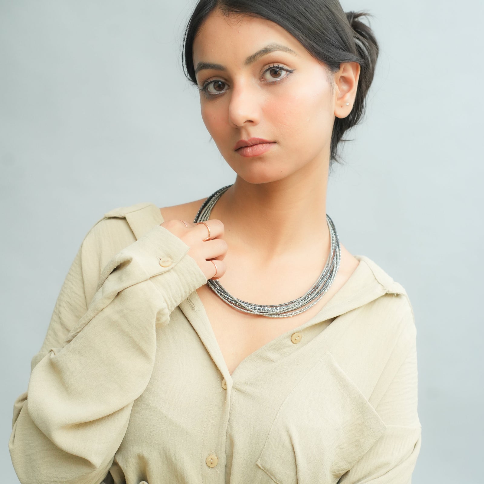 Iced Ash Beaded Necklace
