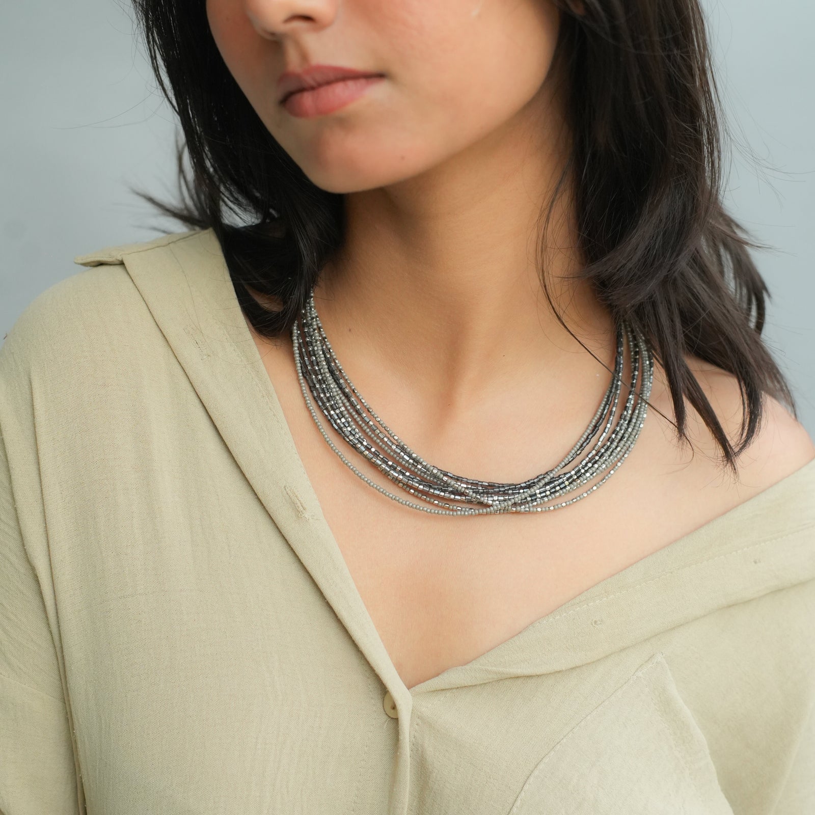 Iced Ash Beaded Necklace