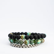 Moss and Metal bracelet Stack