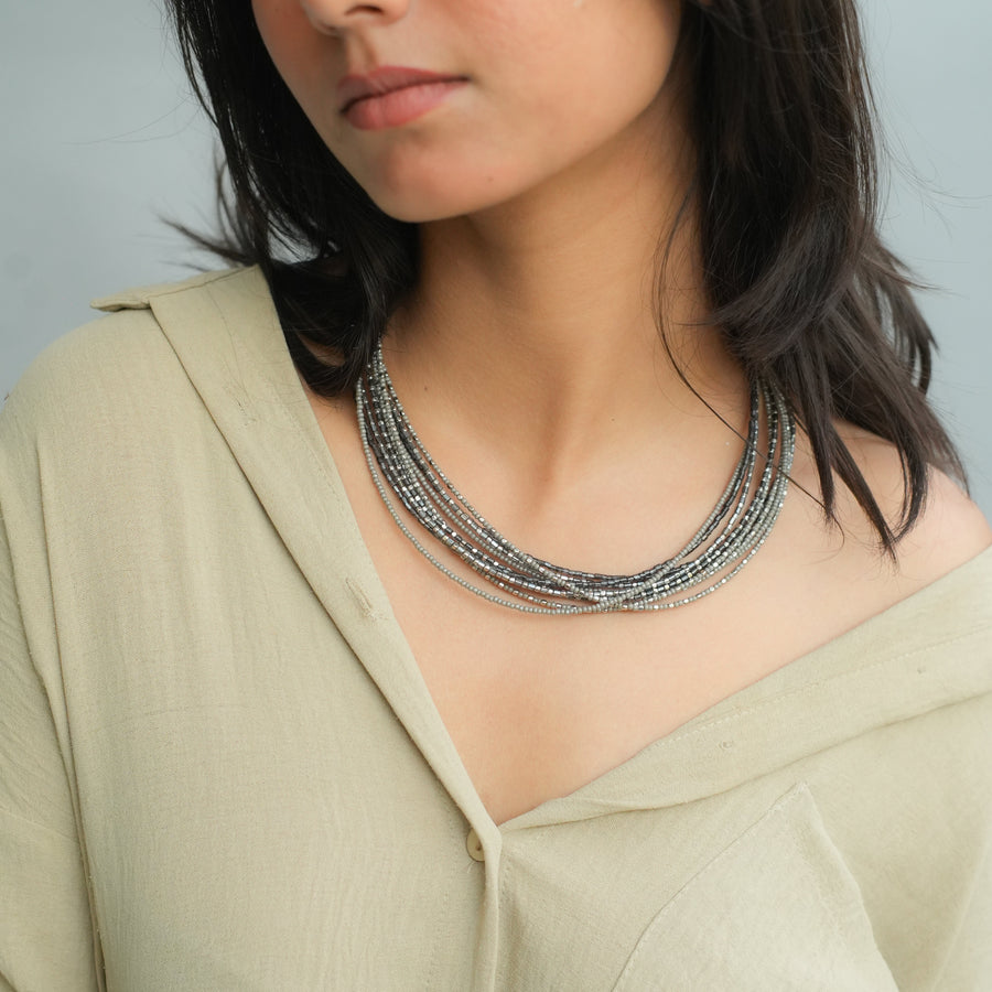Iced Ash Beaded Necklace