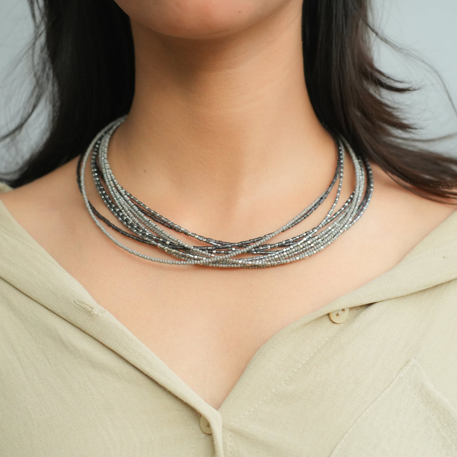 Iced Ash Beaded Necklace