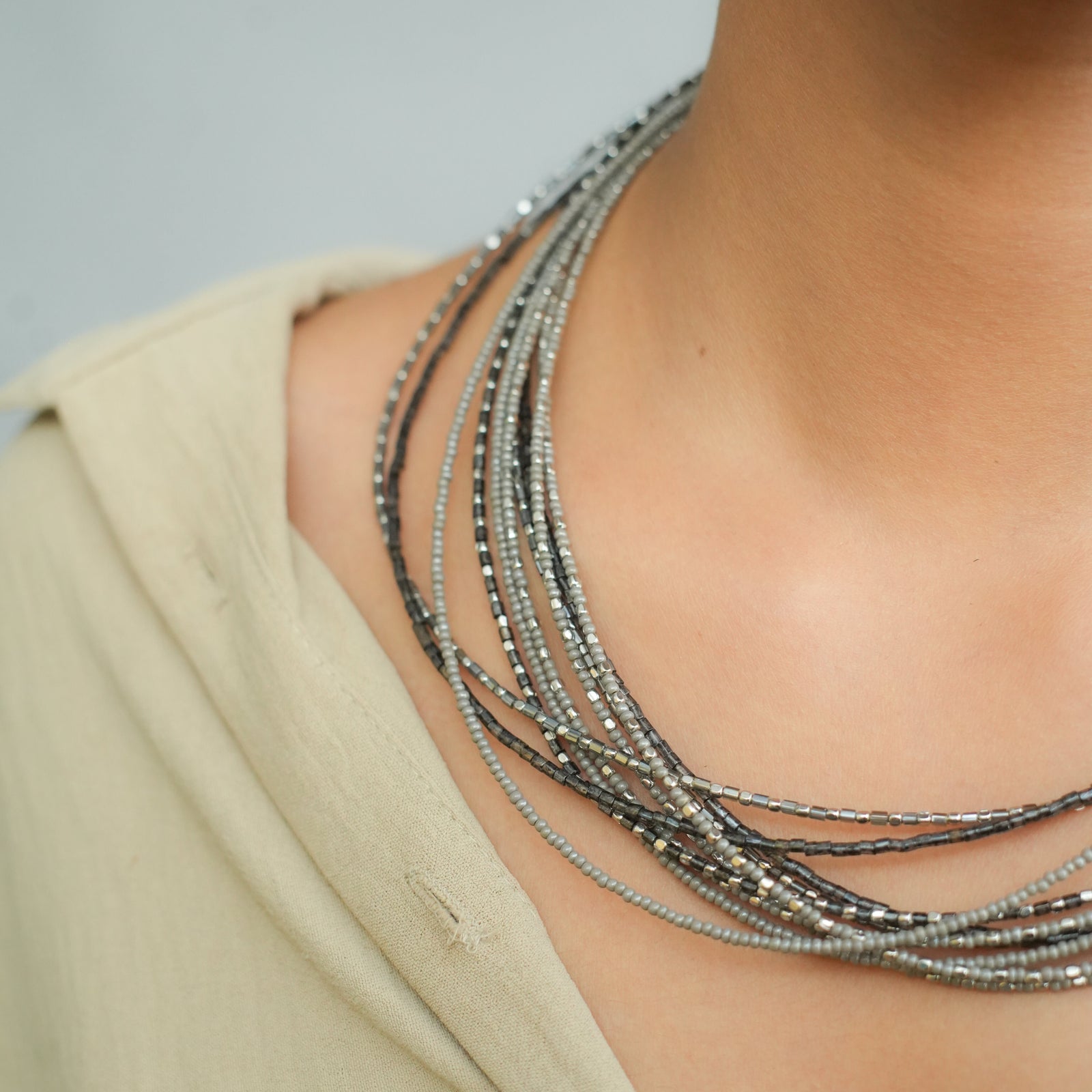 Iced Ash Beaded Necklace