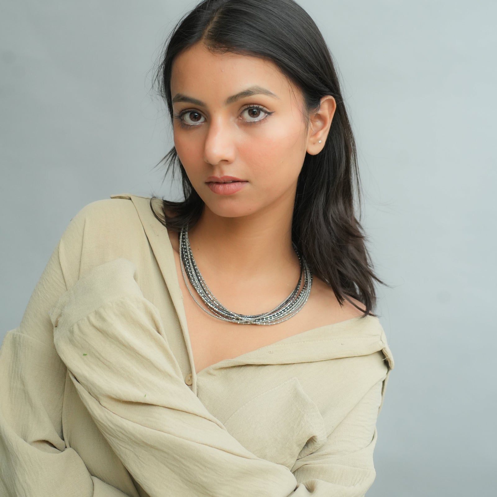 Iced Ash Beaded Necklace