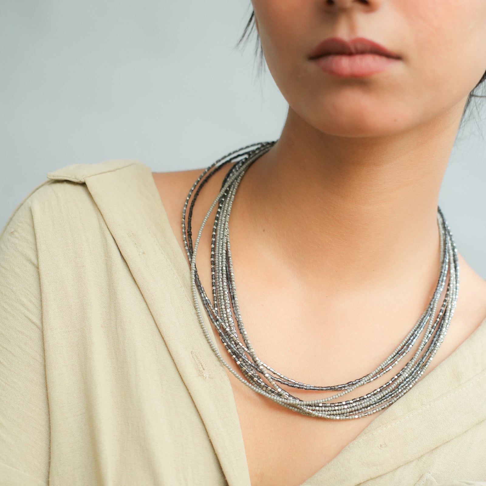 Iced Ash Beaded Necklace